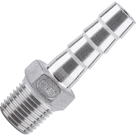 Raccord de tuyau fileté en acier inoxydable, connecteur à embout cannelé (1/4" x 10 mm) (1/5)