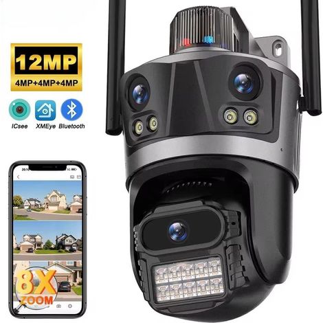 Telecamera PTZ 6K 12MP HD 3 lenti Zoom 8X WiFi Wireless CCTV Video Sorveglianza
