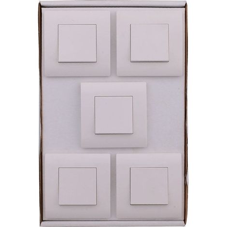 Lot de 5 interrupteurs va-et-vient complet blanc – Polycarbonate mat – Fixation par vis – Pour installation électrique standard