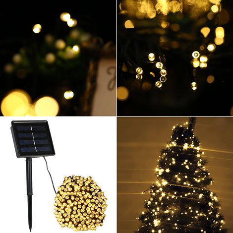 22 m lange Solar-Lichterkette mit 200 LEDs, 8 Modi, warmweißes Licht für Partys, Garten, Zuhause und festliche Dekoration (1/5)