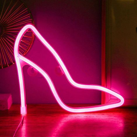 Neonreclame met hoge hakken en LED-verlichting, een originele en creatieve wanddecoratie voor de slaapkamer, geïnspireerd op internetberoemdheden, en een nachtlampje op batterijen voor thuis en feestj (1/3)
