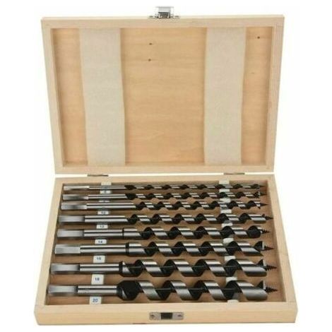 Broca helicoidal para madera HSS – Juego de 8 brocas de acero al carbono – Longitud 230 mm – Diámetros de 6 a 20 mm para perforación precisa (1/5)
