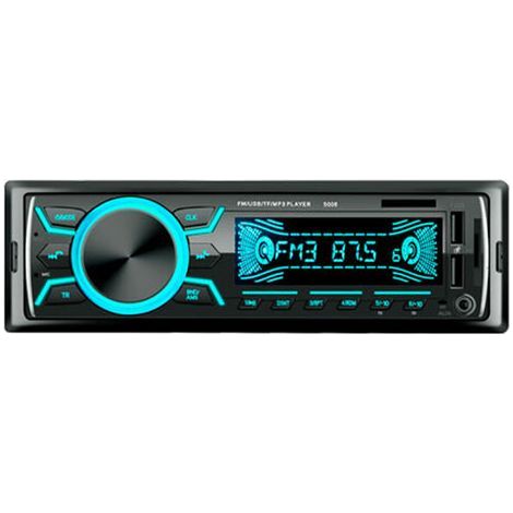 Autorradio con pantalla LED de 7 colores, Bluetooth, dos puertos USB, función de carga rápida, audio estéreo, reproducción de MP3, ID3 y WMA, puerto Aux-In, lector de tarjetas TF, llamadas manos libre (1/5)