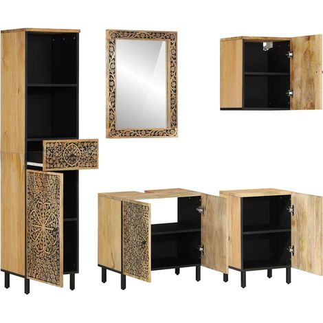 Maison Exclusive - 5-tlg. Badmöbel-Set Massivholz Mango