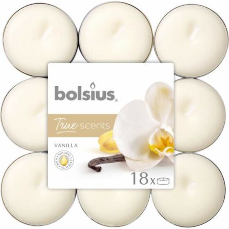 Bolsius True Scents - Candele profumate alla vaniglia, durata 4 ore, confezione da 18 pezzi (1/2)
