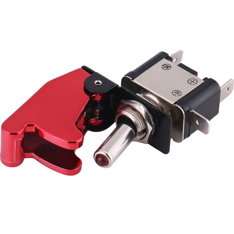 SPST 12V 20A Roter Kippschalter mit Abdeckung, Ein/Aus-Zündkontakt für LED-Rennwagen (1/5)