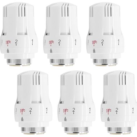 Thermostatkopf Heizkörperventil, 6 Stück Heizungsthermostat Mit Nullstellung, Thermostatventil Heizkörper Für Gewinde M 30 X 1,5, Heizkörperthermostat Für Badezimmer Toilette Küchenspüle (1/5)