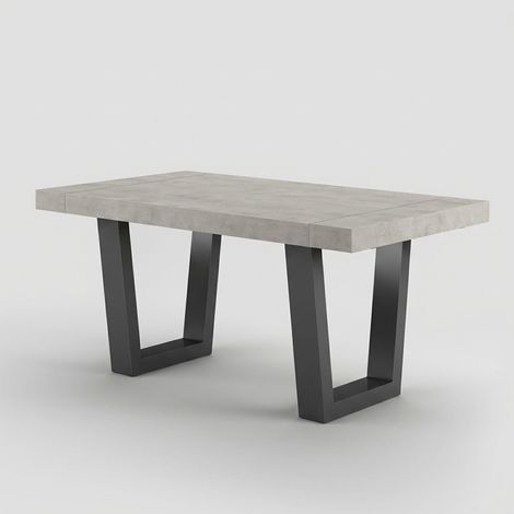 Tavolo da pranzo allungabile gambe nere 160/260x90 Tokyo - Grigio chiaro
