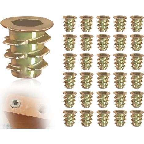 30 pièces écrou à visser,insert fileté,manchon fileté,douilles filetées,inserts filetés,écrous à six pans creux d'interface,écrous à enfoncer,manchon à visser,écrou à manchon M5 10 mm (1/5)