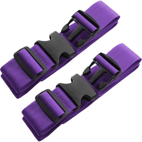 Cinghie per bagagli in 2 pezzi, 74" x 2", per valigie, cinghie regolabili con fibbie robuste, accessori da viaggio, viola