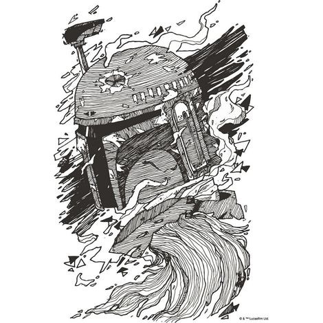 Poster d'Art Star Wars Boba Fett Dessin - 40 x 50 cm (1/2)