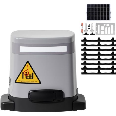 Ouvre-portail coulissant solaire 280W, moteur électrique pour portails jusqu'à 20m et 816kg, avec rail denté, capteur infrarouge et 2 télécommandes, système d'ouverture automatique. (1/5)