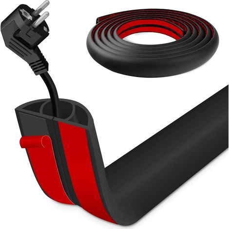 Goulotte Passe Câble Sol Adhésif en PVC Flexible (3m), Cache Câble de Sécurité Anti-trébuchement, Auto-adhésive pour une Gestion Propre des Fils Électriques au Bureau, Maison et Événements (1/5)