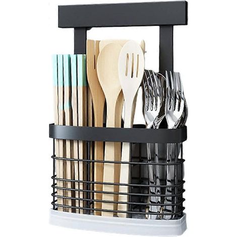 Perforiertes Ablagefach für Töpfe, Pfannen, Schneidebretter, Küchenaccessoires aus Edelstahl und Essstäbchen