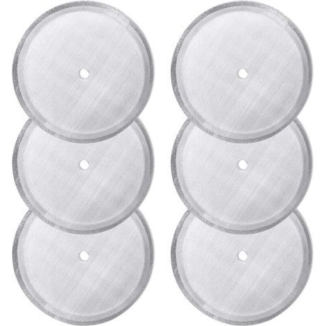 Paquet de 6 filtres à tamis de rechange pour presse française. filtres à mailles réutilisables en acier inoxydable pour cafetières à pression françaises universs de 1000 ml / 34 oz / 8 tasses (1/4)
