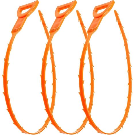 Lot de 3 outils de nettoyage pour déboucheur de cheveux de serpent de 52 cm (1/5)