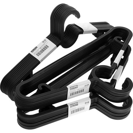 SPRUTTIG Leichte Kunststoffkleiderbügel, schwarz, 39 cm, 30er-Packung