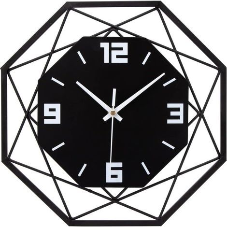 30cm Wooden and Metal Wall Clock, Silent Wall Clock without Ticking, for Living Room, Bedroom, Kitchen, Office, Large Modern Vintage Classic Wooden Wall Clock (1/5)