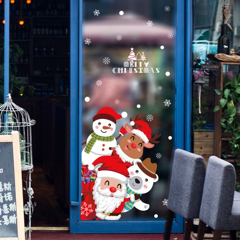 1 sheet of Christmas window stickers, HM92045ds Christmas decorative window stickers, reusable and removable PVC window stickers for Christmas home decoration (1/4)