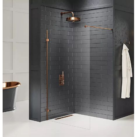 Paroi de douche à l'italienne 90 cm cuivre brossé TAHITI COPPER BRUSHED (1/4)