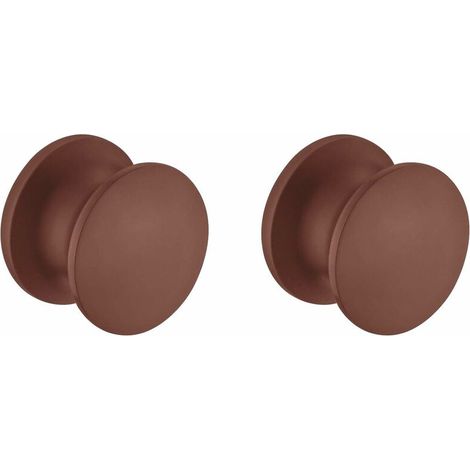 2x bouton poussoir 23mm plastique pour serrure espagnolette à appliquer push-lock, marron (1/2)