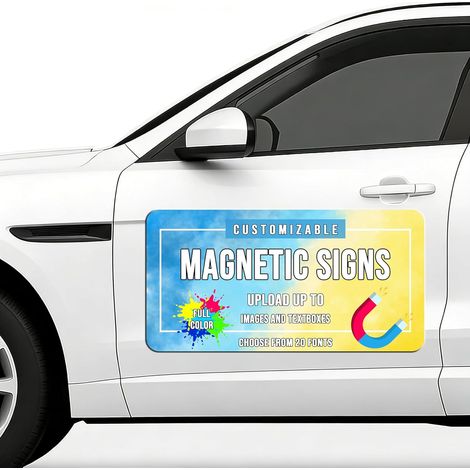 Autocollants magnétiques personnalisés, Aimant de Voiture avec Texte/Logo/Image, Résistant Intempéries Réutilisable - 60 x 30 CM (1/5)