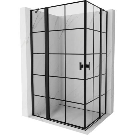 Cabine de douche battante Mexen Mist Duo 120 x 105 cm, grille noire, noir - 8A4-120L-105P-70-77 (1/5)