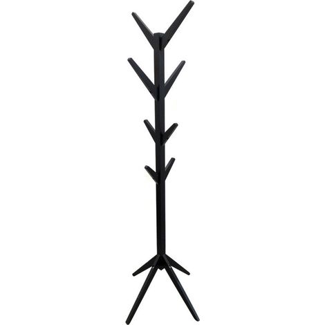 Porte-manteaux arbre en bois 8 tiges noir (1/2)