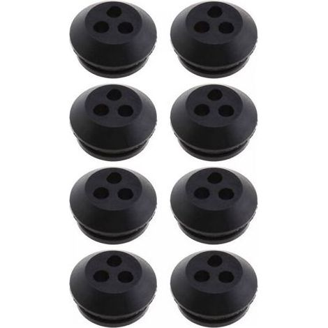 Satz mit 8 schwarzen Gummidichtungen für Kraftstofftanks mit 3 Löchern, 5 mm Lochdurchmesser, zum Austausch bei Laubbläsern, Freischneidern und Rasenmähern (1/5)