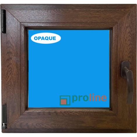 Eco-Blu – Fenêtre PVC 500x500mm Noyer – Oscillo-battante tirant gauche – Verre dépoli – Isolation thermique et acoustique optimale (1/5)