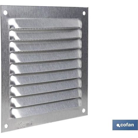 Grille de ventilation en aluminium avec moustiquaire, 10 x 10 cm et 0,6 mm d'épaisseur