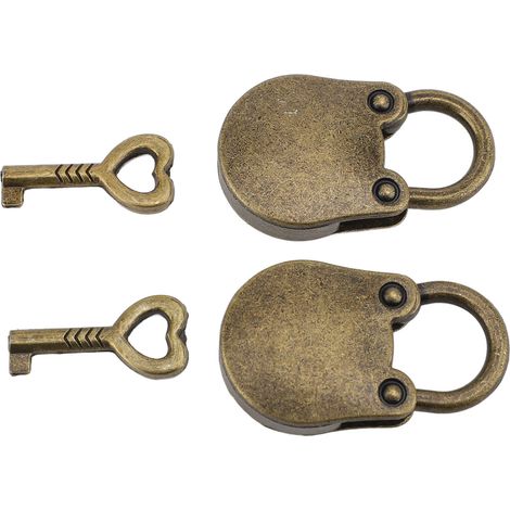 Lot de 2 mini cadenas avec clés, en alliage de zinc, en forme d'ours mignon, à suspendre dans une boîte à bijoux, un placard ou un sac à main, couleur bronze. (1/5)
