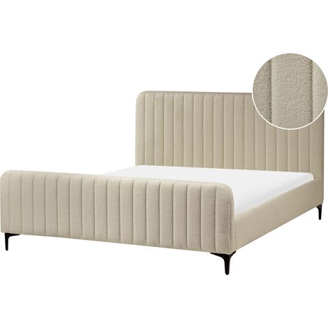 Bed Boucle LUNAN 160 x 200 cm (EU King Size) Beige (1/5)