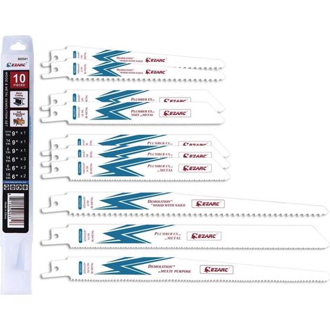 Säbelsägeblätter 10er Set Bimetall für Holz und Metall mit Koffer (1/5)