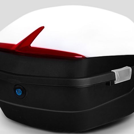 Coffre arrière universel pour scooter, étanche, résistant aux chocs, grande capacité, blanc. (1/4)