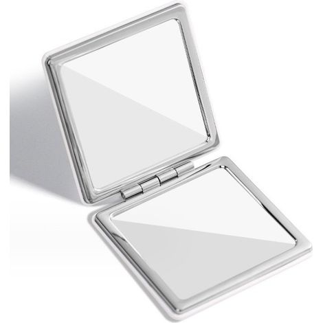 Elegante specchio cosmetico in metallo bianco con apertura per borsetta L12