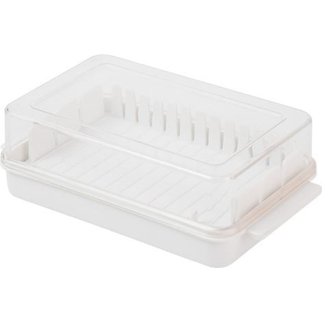 Butterdose mit Deckel für den Kühlschrank, ideal zum Aufbewahren und einfachen Schneiden von Butter, weiß. (1/5)