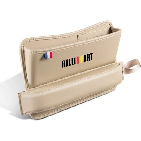 (Pour Ralliart-Beige) Sac de rangement pour fente de siège auto en cuir, accessoire auto pour Mitsubishi Ralliart 2010-2022 Lancer Ralli Art 9/10 ASX (1/5)