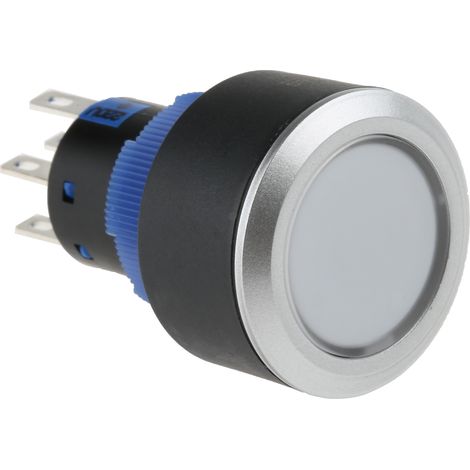 Bouton-poussoir, Momentané lumineux, LED Vert, 3 A, 5 A, Transparent, Montage panneau (1/4)