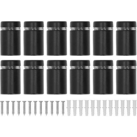 Lot de 12 clous publicitaires en acier inoxydable noir mat anticorrosion, supports d'entretoises pour verre acrylique (1/5)