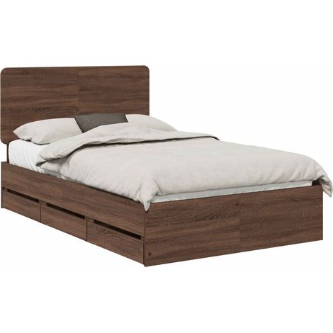 Maison Exclusive - Struttura del letto con cassetto Rovere Marrone 120 x 190 cm