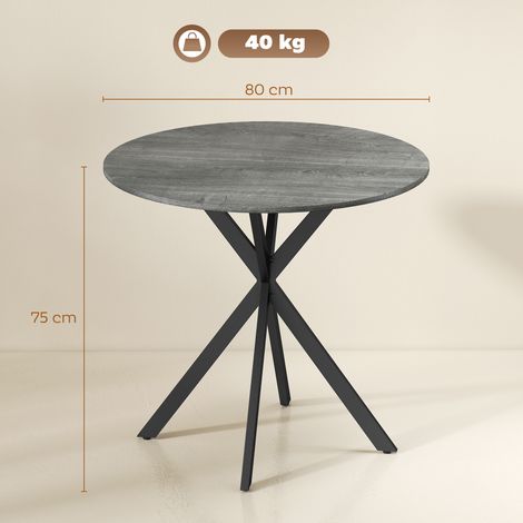 Runder Küchentisch, 80 cm, kompakte Tischplatte, Spanplatte, Metall, Grau (1/5)