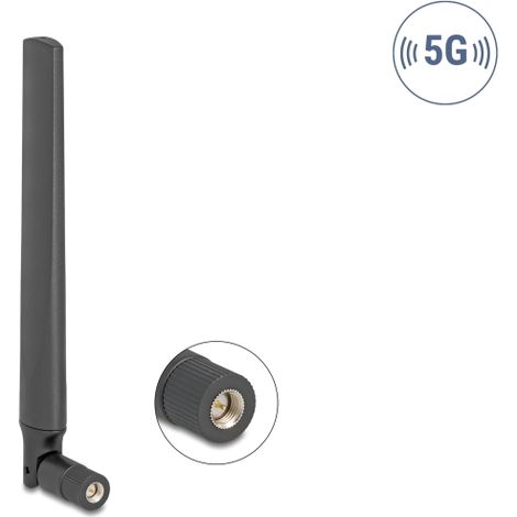 Delock Antena 5G 3,4 - 5,0 GHz macho SMA 4,7 dBi omnidireccional con articulaciÃ³n de inclinaciÃ³n negro