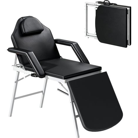 Table de massage pliante - HOMCOM - 3 zones - dossier réglable, appui-tête et accoudoirs amovibles - 182x82x68cm - noir (1/5)