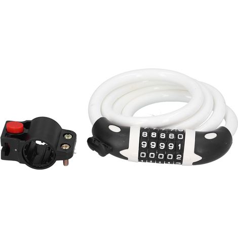 Cadenas à combinaison 5 chiffres pour vélo, antivol de sécurité, verrou annulaire blanc (1/5)