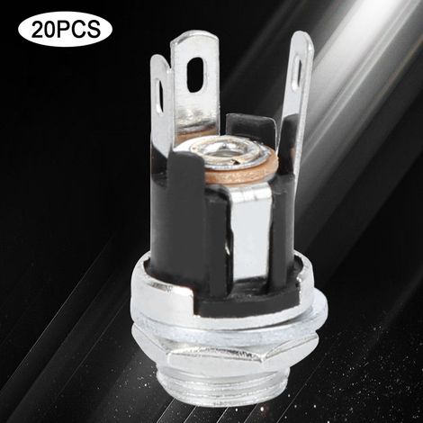 Lot de 20 connecteurs femelles d'alimentation CC avec filetage 5,5 x 2,1 mm pour montage sur panneau (DC025M). (1/5)