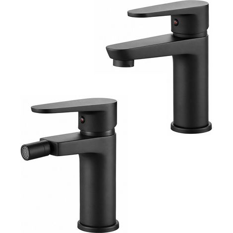 Set miscelatori lavabo bidet in ottone nero opaco Pink (1/5)