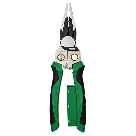Pince à Dénuder Électrique 8 en 1 avec Testeur de Tension Intégré, Outil Multifonction pour Dénuder, Couper et Sertir les Fils, Acier Haute Teneur Carbone Poignée Ergonomique - (1/5)