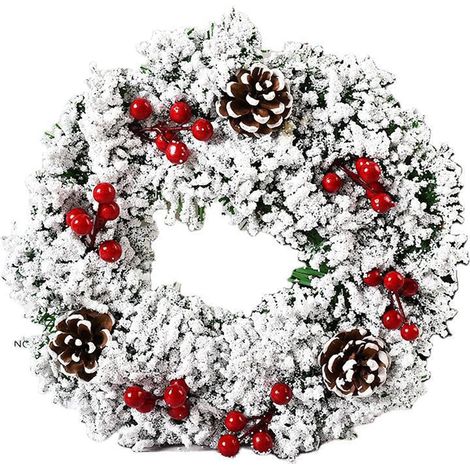 Couronne de Noël artificielle de 30 cm pour porte d'entrée, décoration festive pour mur, fenêtre et cheminée.