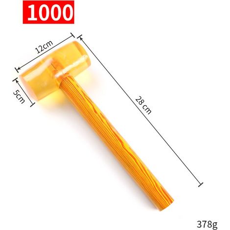Marteau en caoutchouc transparent avec manche en bois pour pose de carrelage et meubles, modèle 1000, 5 cm